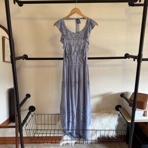 NWT Free People Light Blue Marine Eyelet Maxi Dress S